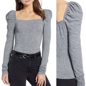 Something Navy Square Neck Puff Sleeve Top